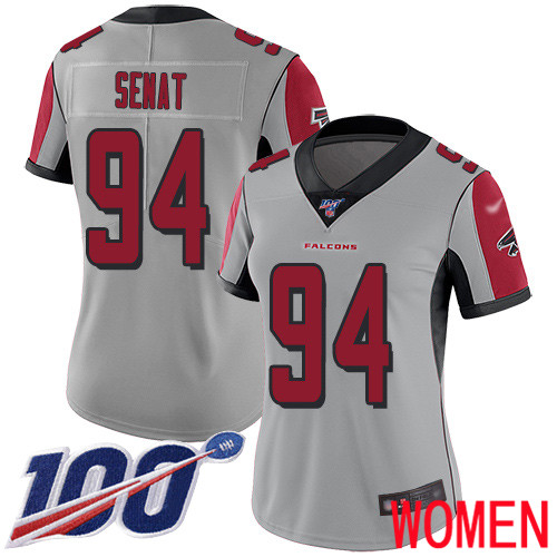 Atlanta Falcons Limited Silver Women Deadrin Senat Jersey NFL Football #94 100th Season Inverted Legend->women nfl jersey->Women Jersey